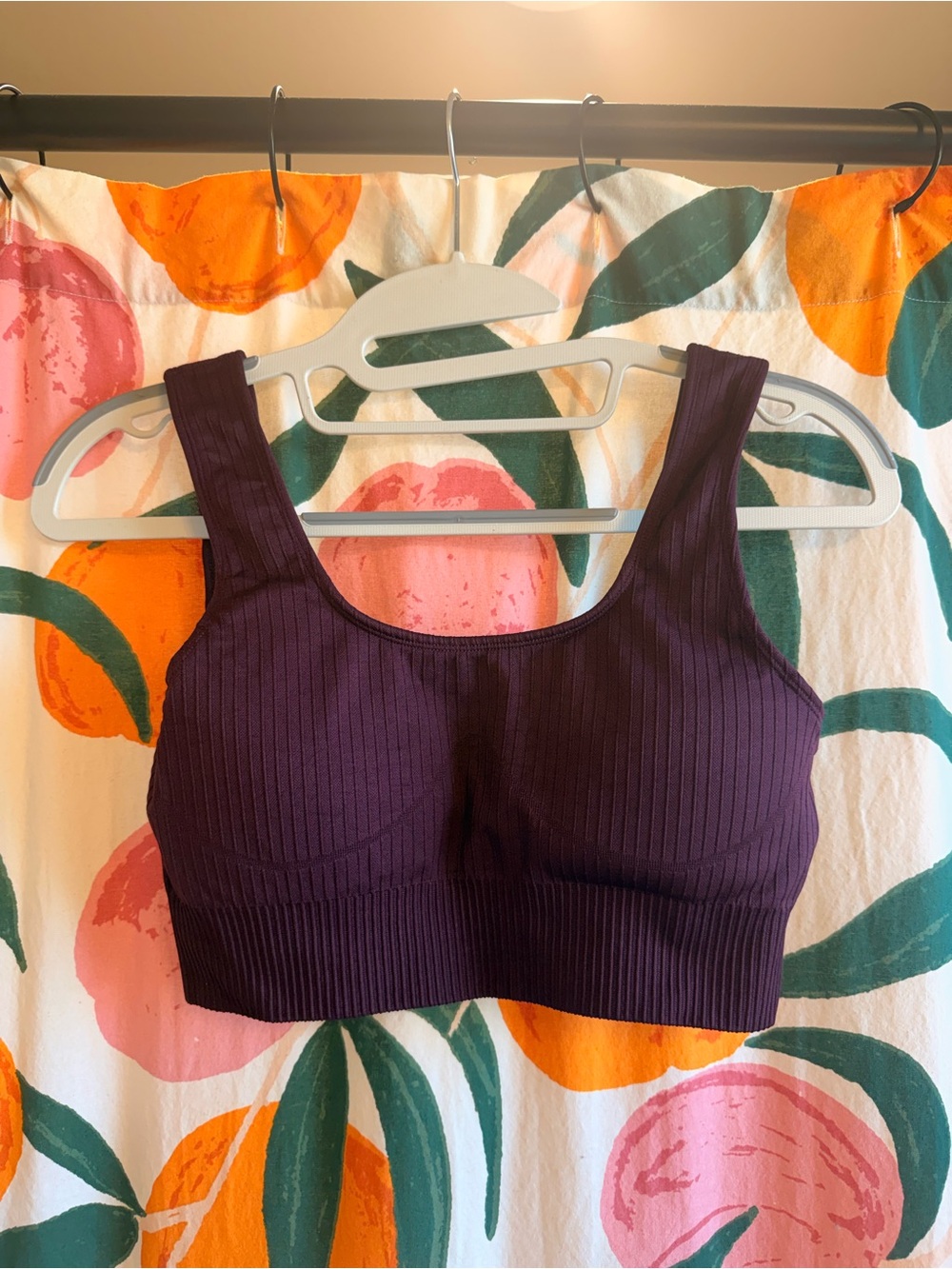 Seamless Ribbed Sports Bra — Deep Plum